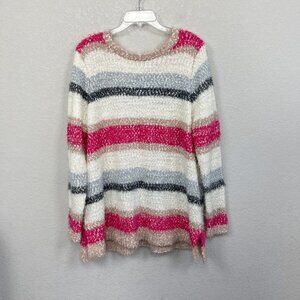 Lane Bryant Striped Boucle Knit Sweater with Tie Back Womens Plus Size 18/20
